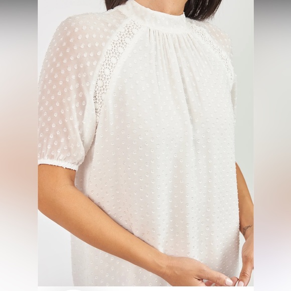 D2R White Lace Mock-neck Blouse xs - Picture 1 of 5